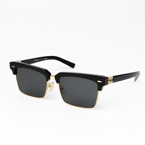NEW Miu Miu MU10ZS 1AB5S0 Black Dark Grey Square Unisex Sunglasses 0MU 10ZS